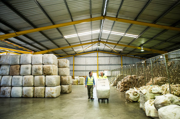 On the floor at Jemalong Wool in Forbes